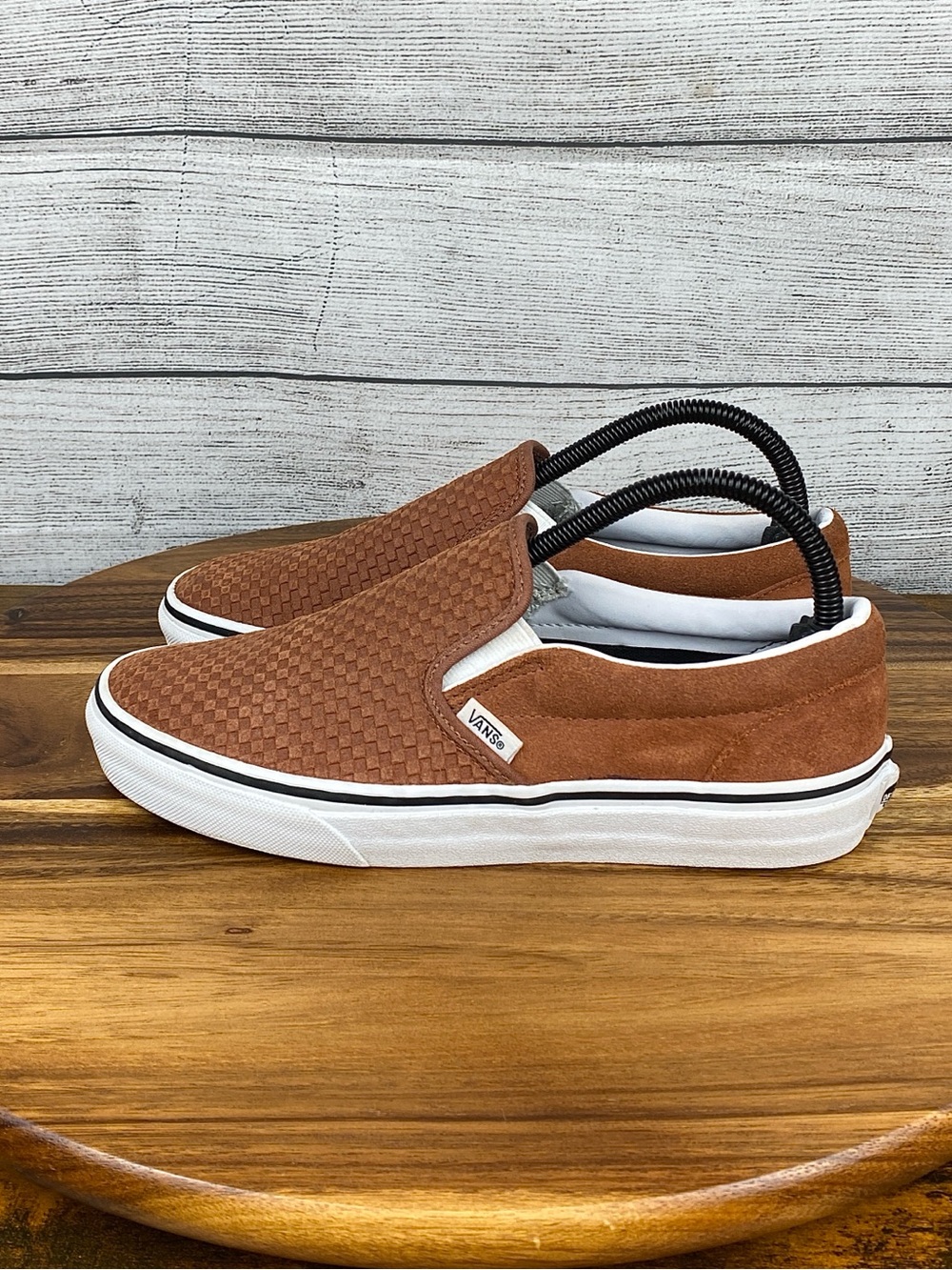 Vans Classic Slip On Brown Sequoia Embossed Suede Sneakers Women’s Shoe Size 8